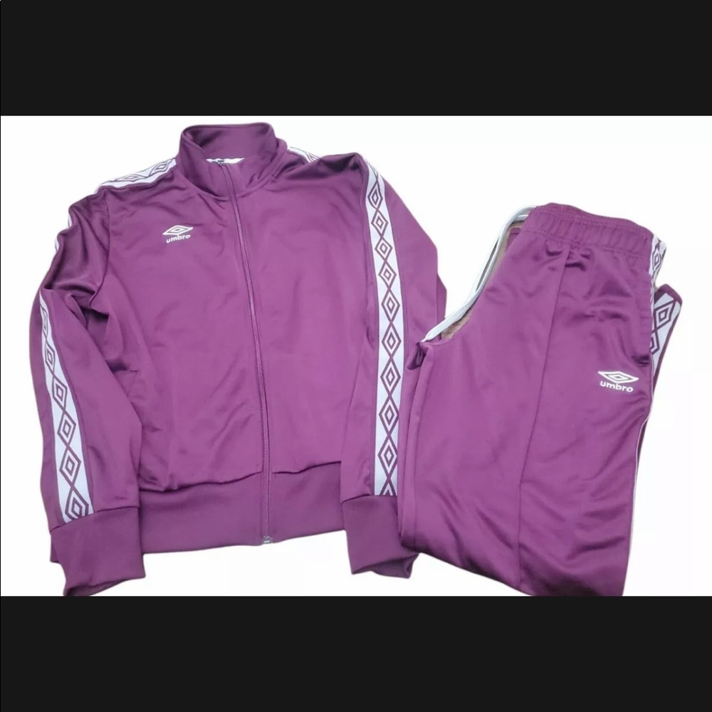 Women’s UMBRO Classic 2 Pc Track Suit Purple Sz Medium Large Plum Jacket Pants